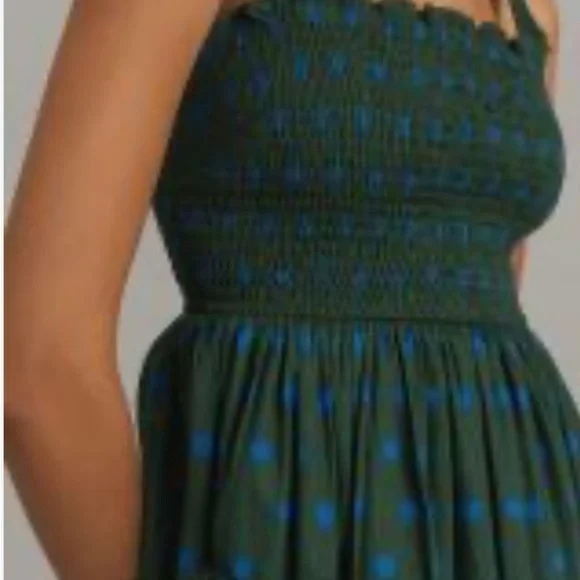 navy blue dress for baby girl Anthropologie Pinnacle by Shruti Sancheti Smocked A-Line Midi Dress Small  Women